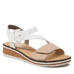 Sandales Rieker V3660-60 Beige Kombi